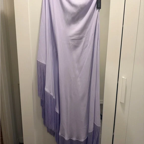 Taller Marmo Spritz One-sleeve Fringed Crepe Gown - Purple - Picture 7 of 10